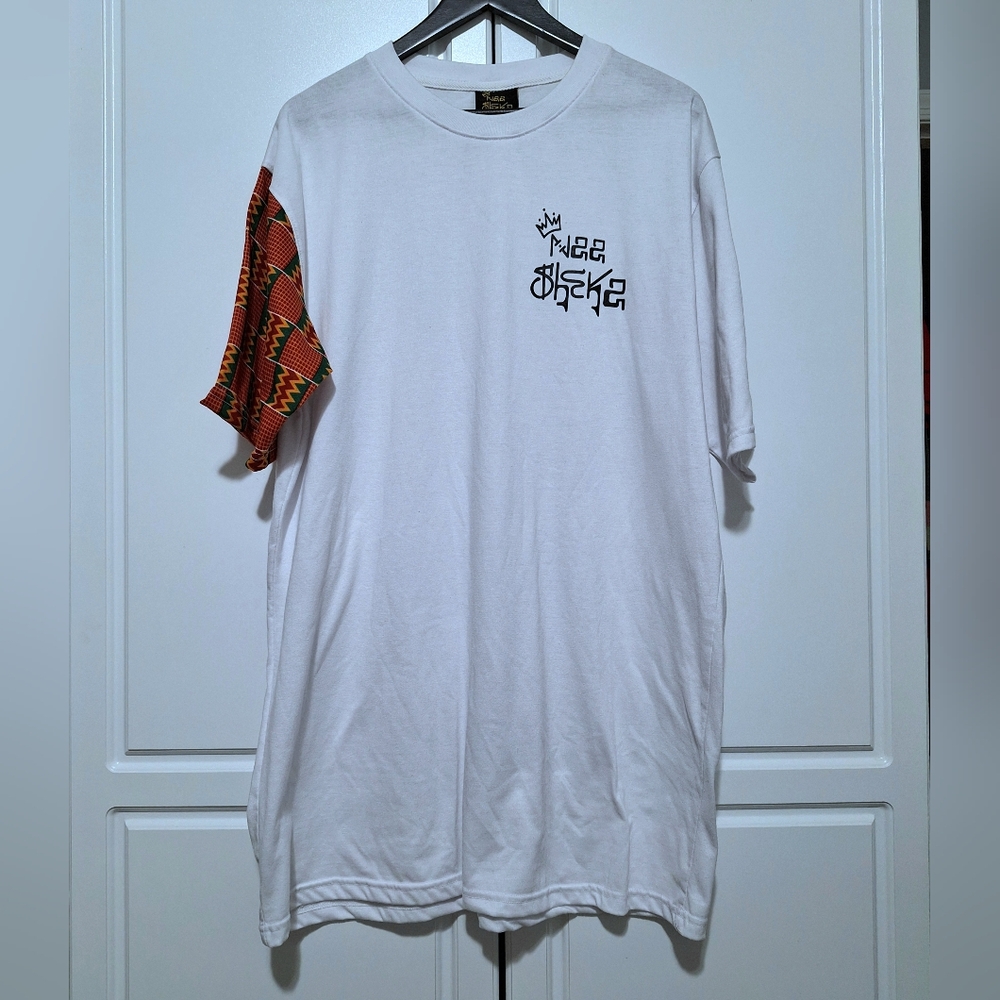 Naa Sheka West African Textile Pattern Graphic Logo T-Shirt Unisex White 2XL